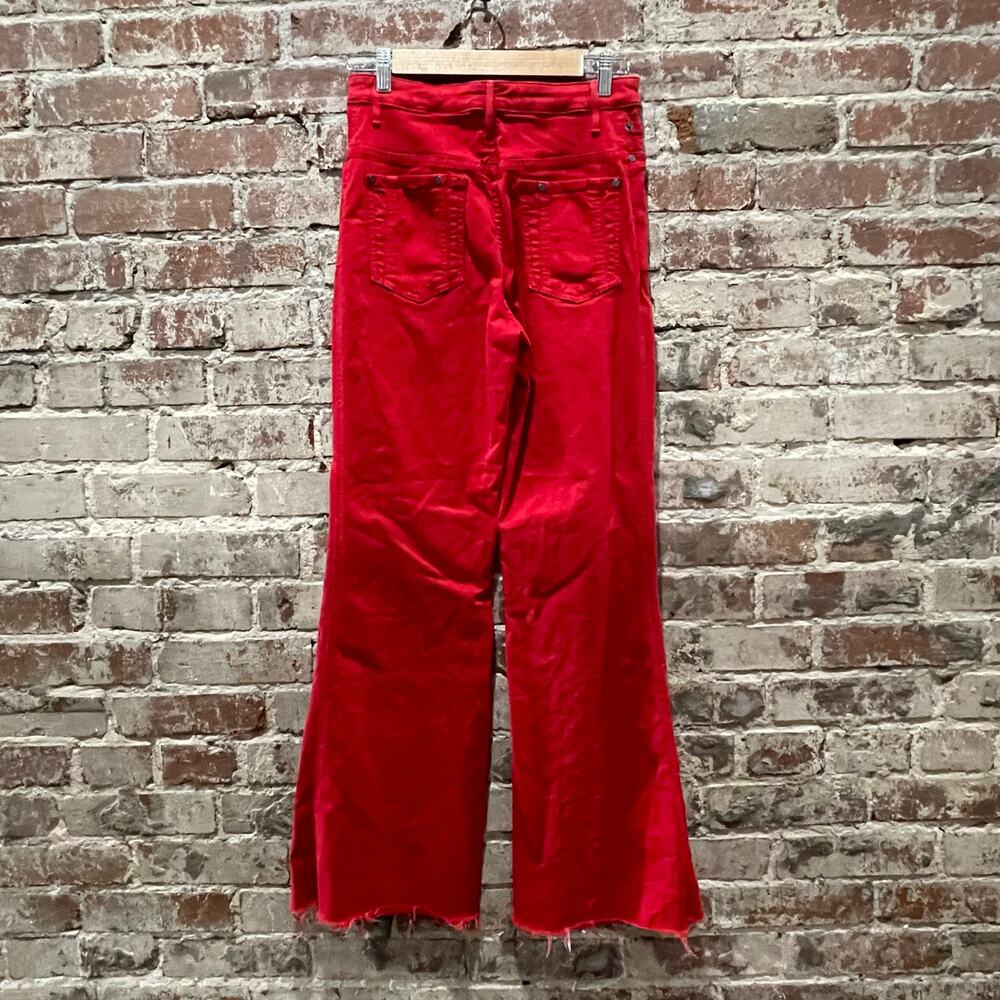 Alice + Olivia High Waist Wide Leg Raw Hem Red Jeans‎ Size 29 - Picture 5 of 8